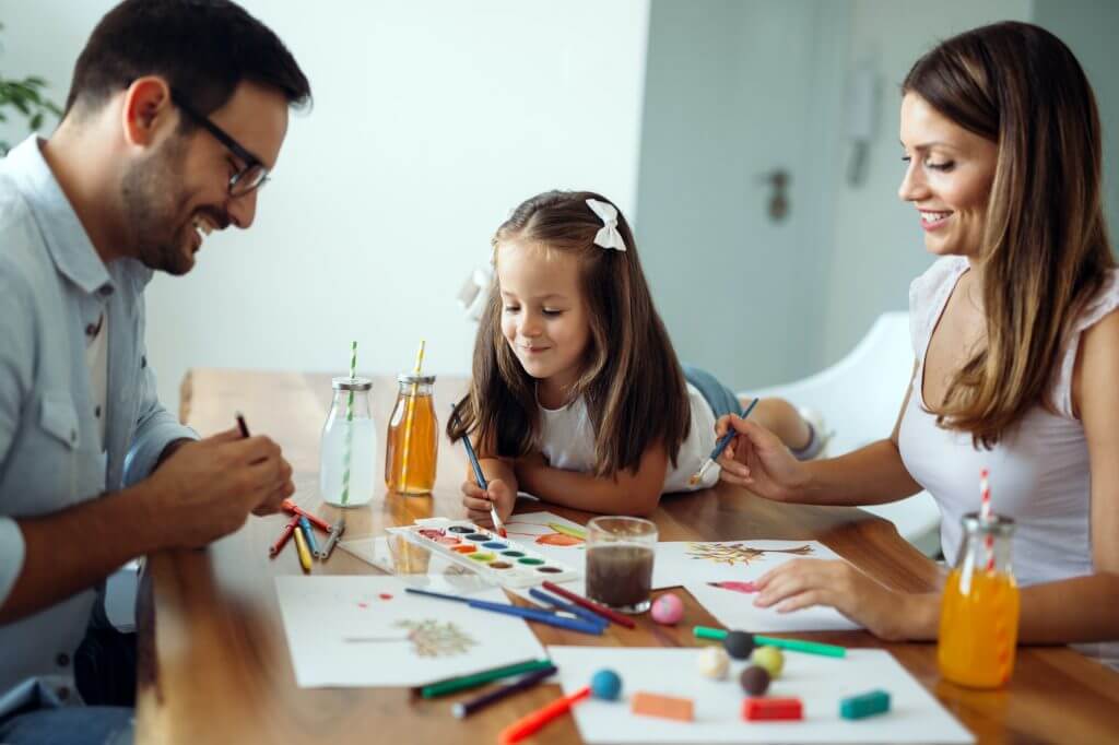 Happy family having fun time at home